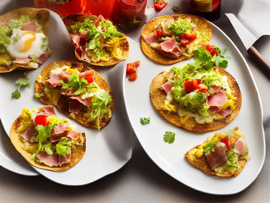 An image of McDonald's Iberico Tostada with Iberico ham and other toppings on a toasted bread. The tostada looks crispy and delicious.
