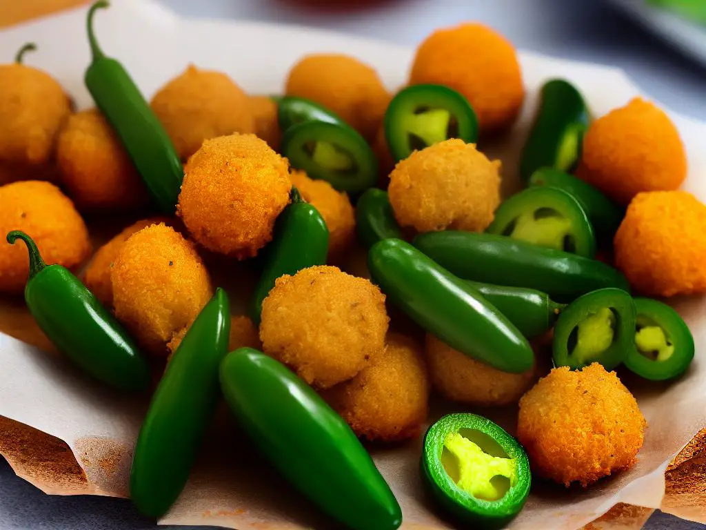 Jalapeno Cheese Bites from McDonald's in Saudi Arabia, with a close-up view of the cheese and jalapeno filling inside