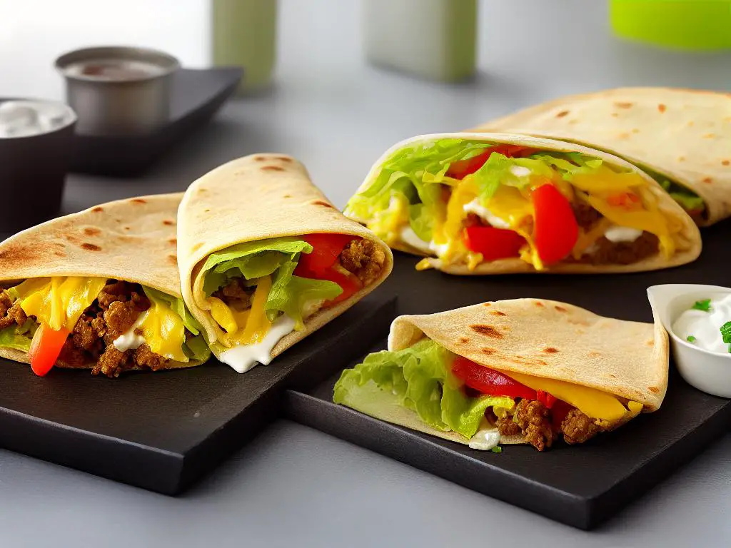 A picture of McDonald's Snack Wrap in Saudi Arabia, showing the sandwich wrapped in pita bread.