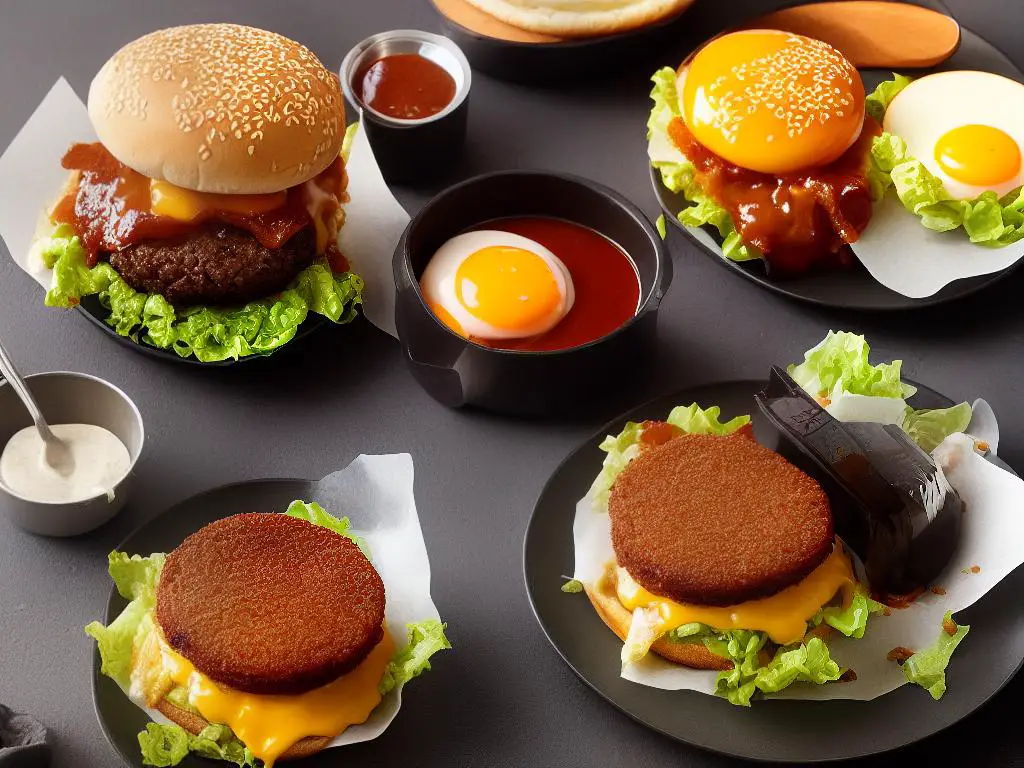 This image shows the McExtreme BBQ Bourbon Egg burger from McDonald's Spain featuring a beef patty with barbecue bourbon sauce, cheddar cheese, crispy bacon, a fried over-medium egg, and lettuce all on a sesame seed bun.