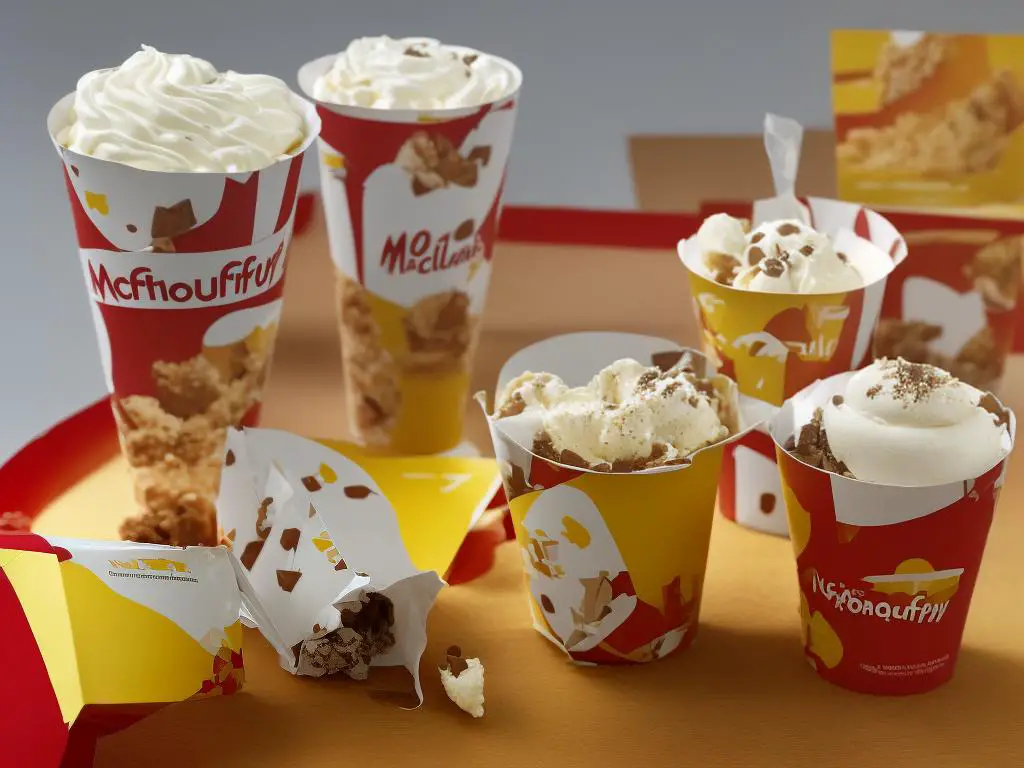 A picture of McFlurry Toblerone consisting of vanilla ice cream and Toblerone chocolates served in a McDonald's McFlurry cup