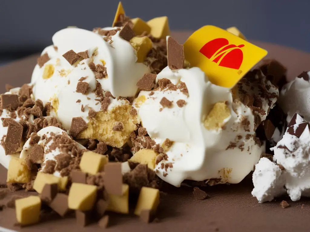 A picture of the McDonald's Uruguay McFlurry Toblerone with Toblerone chocolate and ice cream mixed together