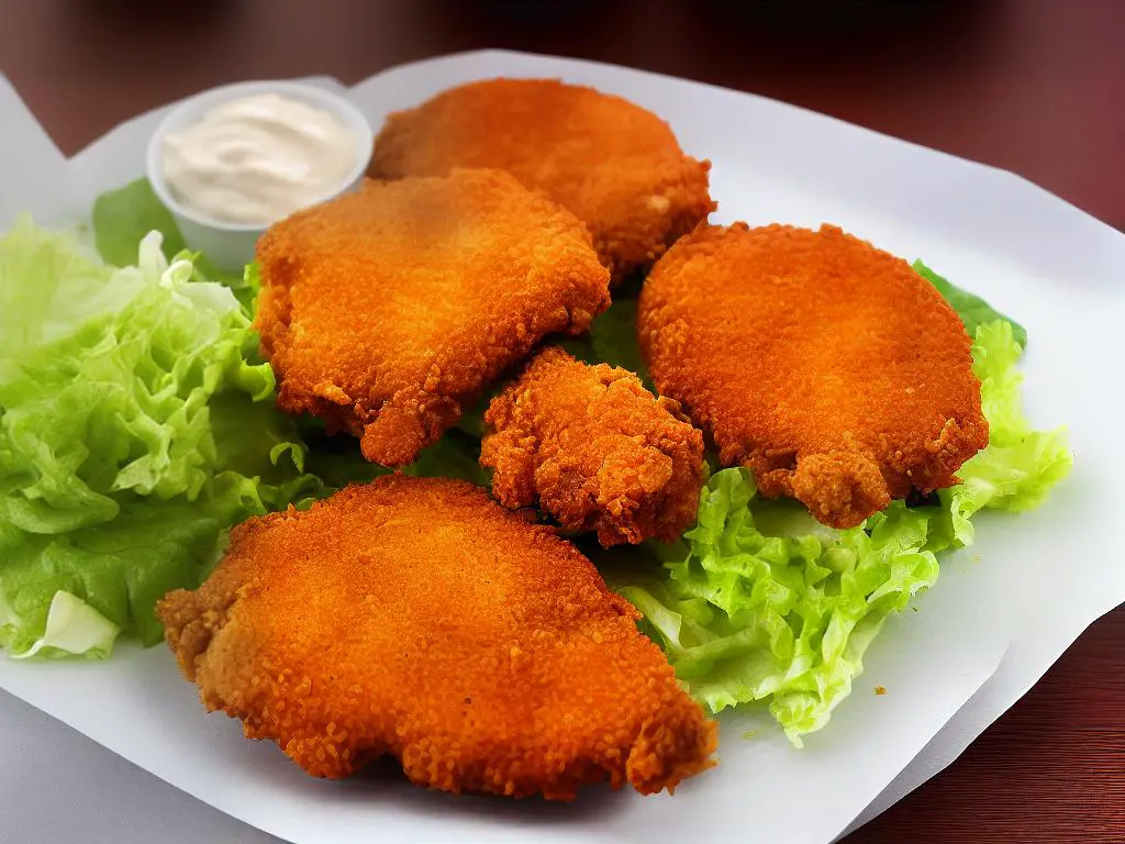 A photo of the Big Chicken Cutlet from McDonald's China, showing two pieces of fried chicken with lettuce, cheese, and mayonnaise in between, served in a cardboard box with the McDonald's logo.
