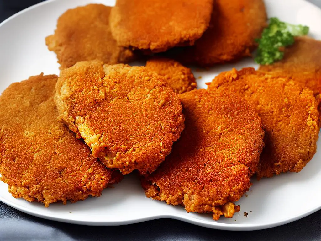 Picture of a McDonald's China Big Chicken Cutlet with seasoning and sauce on top.