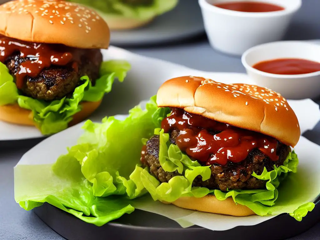 A close-up photo of a McDonald's Bulgogi Burger with a beef patty, lettuce, and sauce on a soft bun