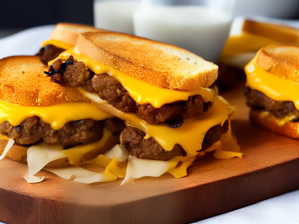 The Cheddar McMelt sandwich with a beef patty, cheddar cheese, and grilled onions between two buns.