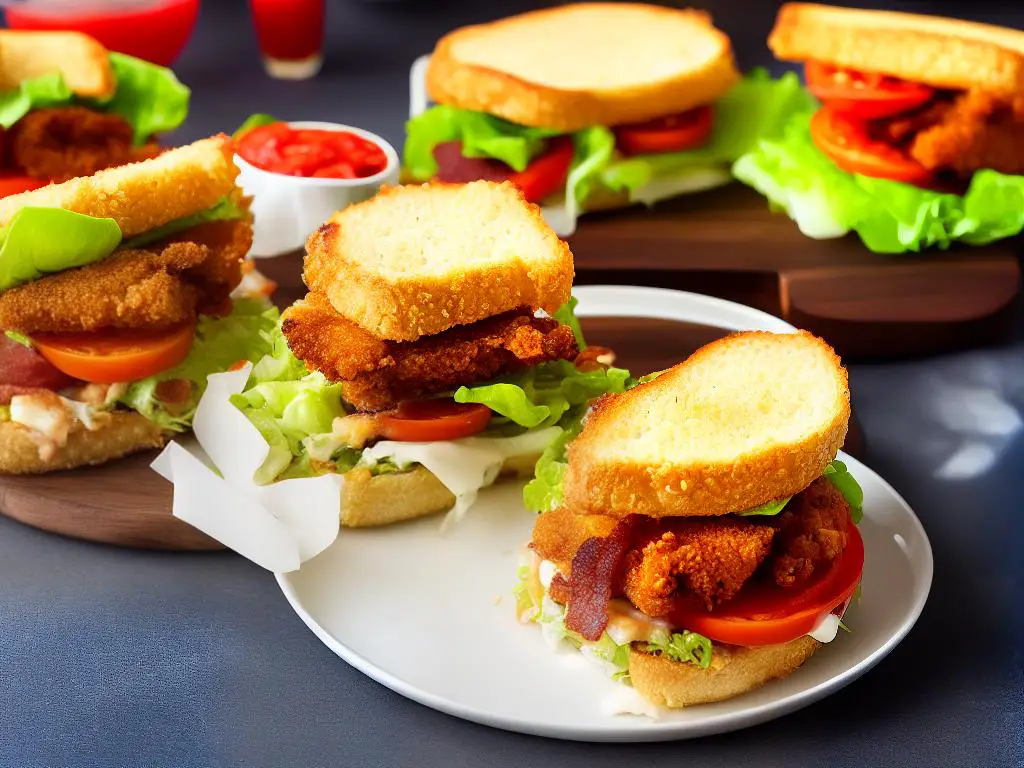 A delicious-looking Club House Pollo Crispy sandwich with crispy chicken patty, melting cheese, crispy bacon, lettuce, tomato, and special sauce.