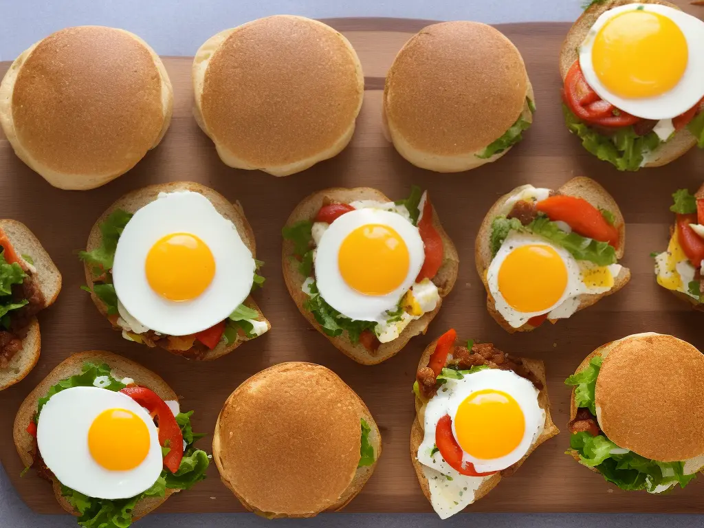 An image of four different breakfast sandwiches on different types of bread.