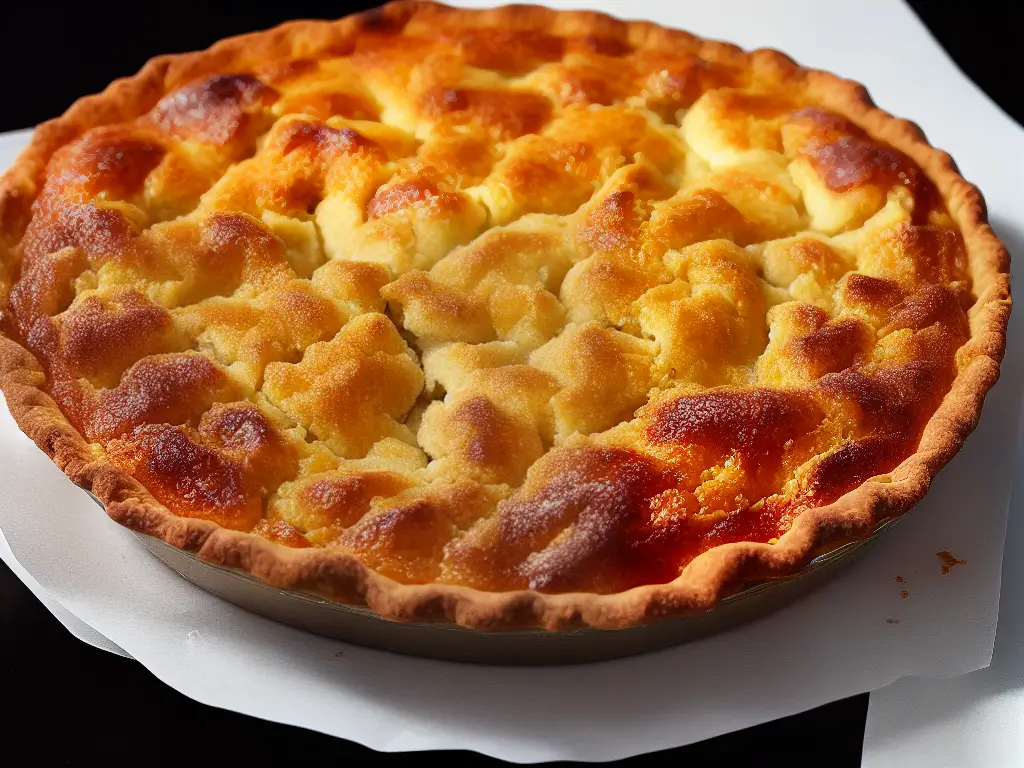 A picture of a Georgie Pie from McDonald's in New Zealand, with a flaky crust and steam rising from it.