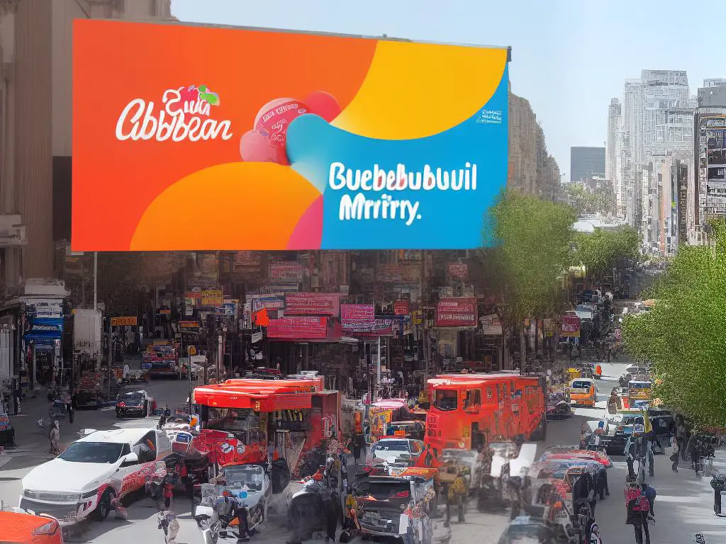 A picture of a bright and colorful advertisement for the Bubblegum Squash McFlurry with a catchy tagline.