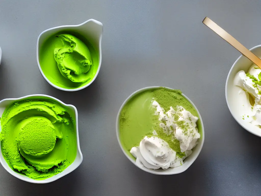 Illustration of a green Matcha McFlurry, showing soft serve ice cream and matcha powder on top