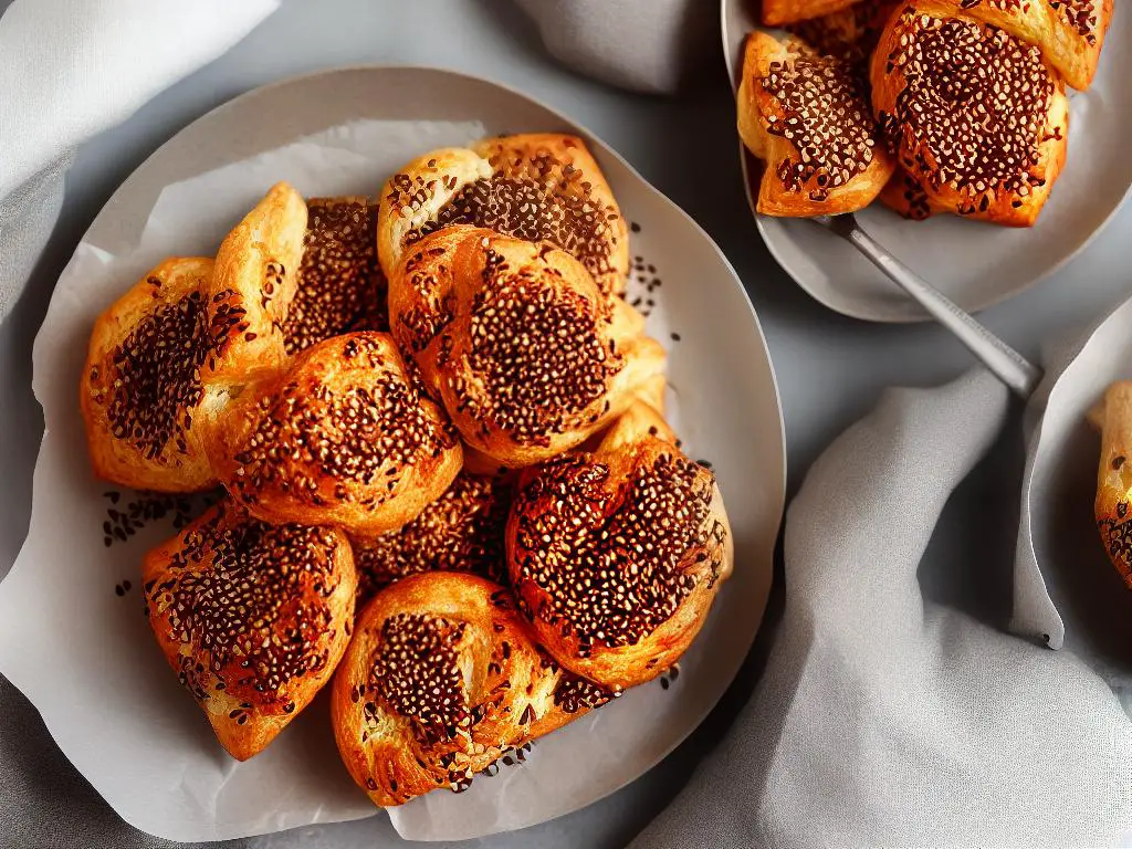 A picture of a Zatar Croissant from McDonald's Saudi Arabia with sesame seeds and herbs on top.