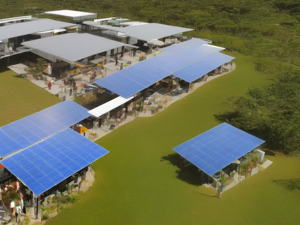 An image of the eco-friendly McDonald's restaurant in Brazil, featuring solar panels, low-flow faucets, and waste management systems for recycling and composting waste.