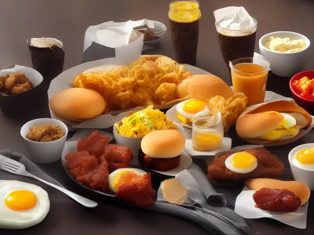 A picture of McDonald's breakfast menu with various items including Egg McMuffin and Boerie Breakfast Roll.