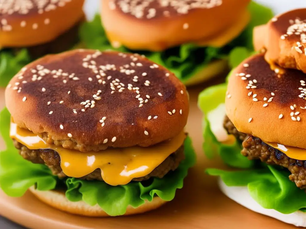 A photo of the McDonald's Korea Bulgogi Burger, showing a beef patty with a generous amount of sauce on it and topped with lettuce and a sesame seed bun.