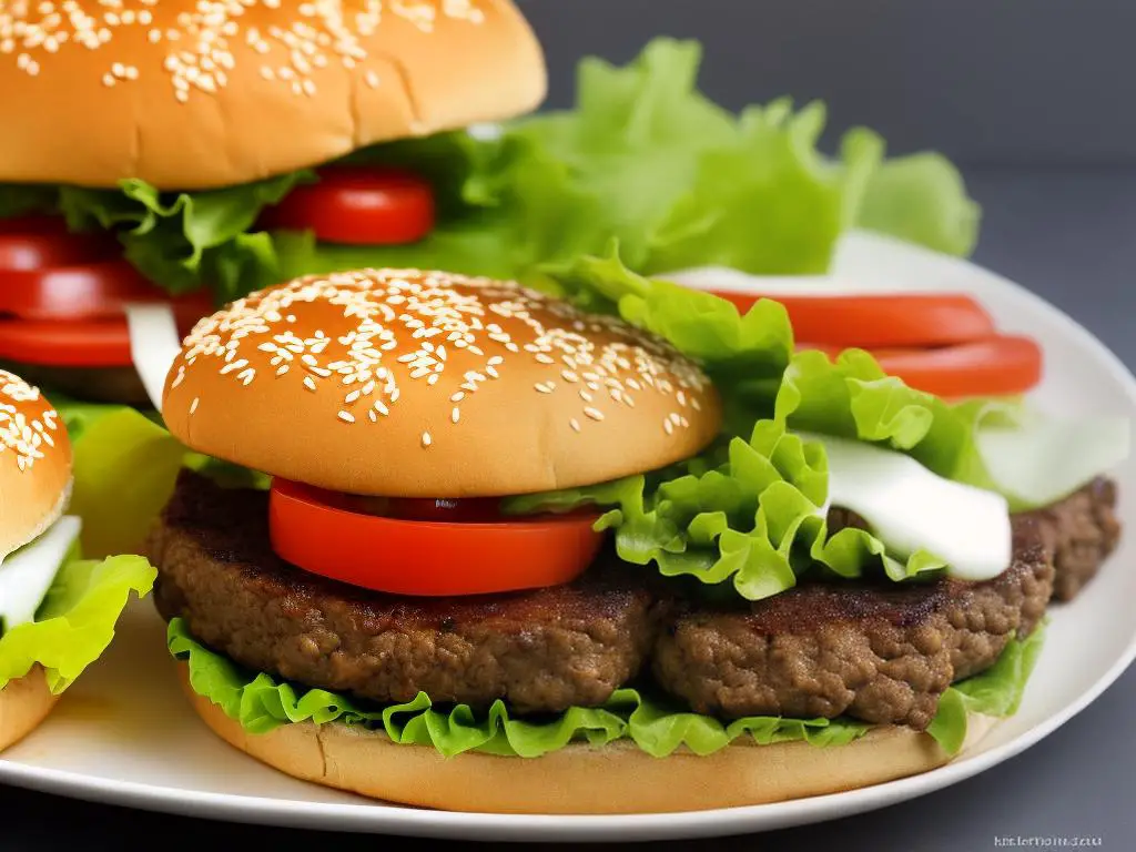 A photo of the McDonald's China Bu Su Zhi Ba Double Layer Beef Burger, showing the two beef patties, cheese, lettuce, onions, and sauce.