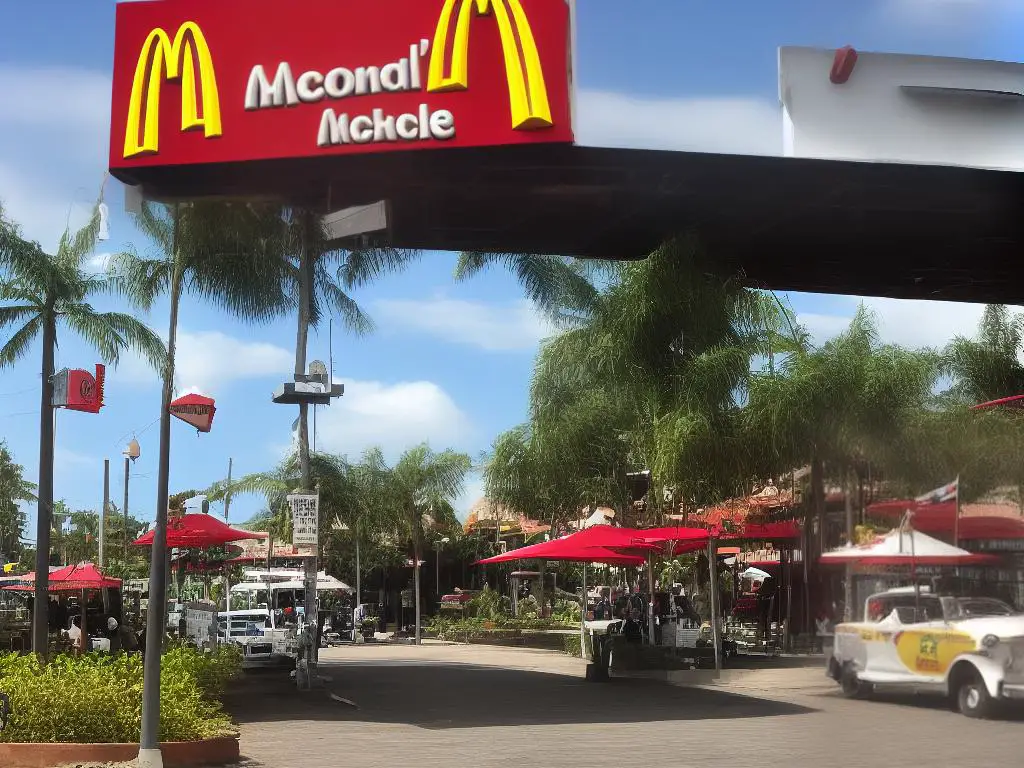 A picture of a McDonald's restaurant in Colombia with a sign advertising the Arequipe Milkshake