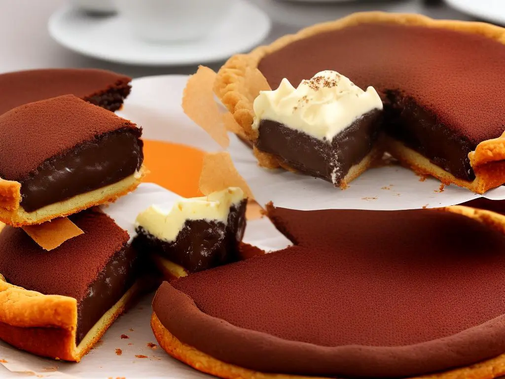 A picture of McDonald's Indonesia's Double Choco Pie, a chocolate filled pastry pie with a crispy crust.