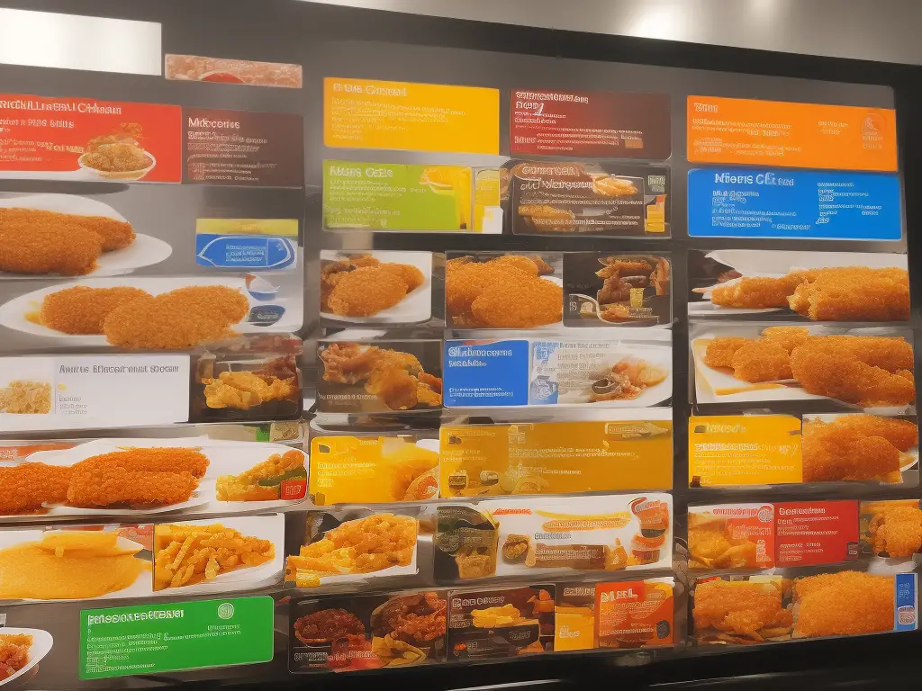 A McDonald's menu board showing different items from around the world, including the McFritas Cheddar Bacon, McAloo Tikki, Teriyaki Burger, and McRib.