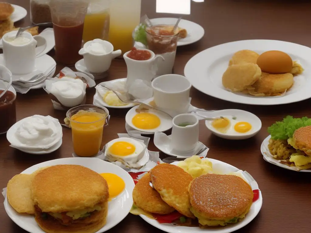 A photo of the McDonald's breakfast menu in Honduras showing traditional dishes like Desayuno Tipico and Baleadas as well as international options like Egg McMuffin and hotcakes.