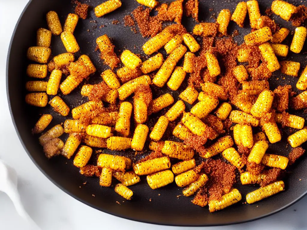 A picture of crunchy McDonald's Israel Corn Sticks being fried in a pan of golden vegetable oil. These corn sticks are seasoned with a blend of spices and dried vegetables like onions and garlic.