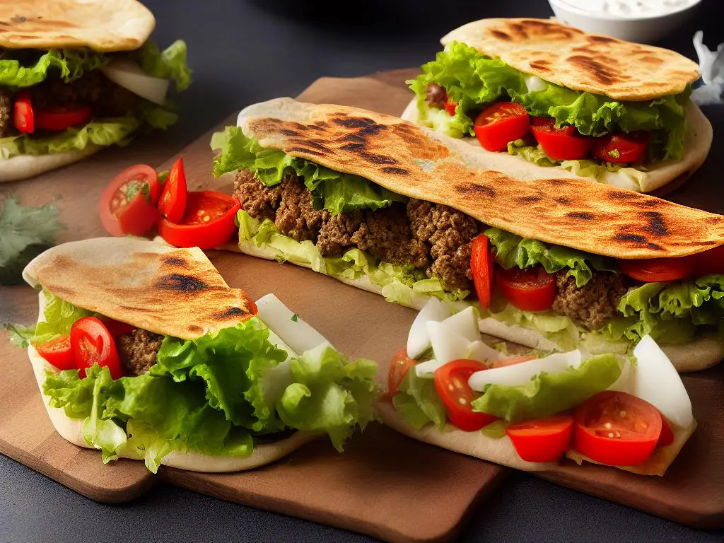 The McDonald's Israel McKebab is a sandwich made with a kebab-style spiced meat patty, topped with fresh vegetables, and served in a flatbread.