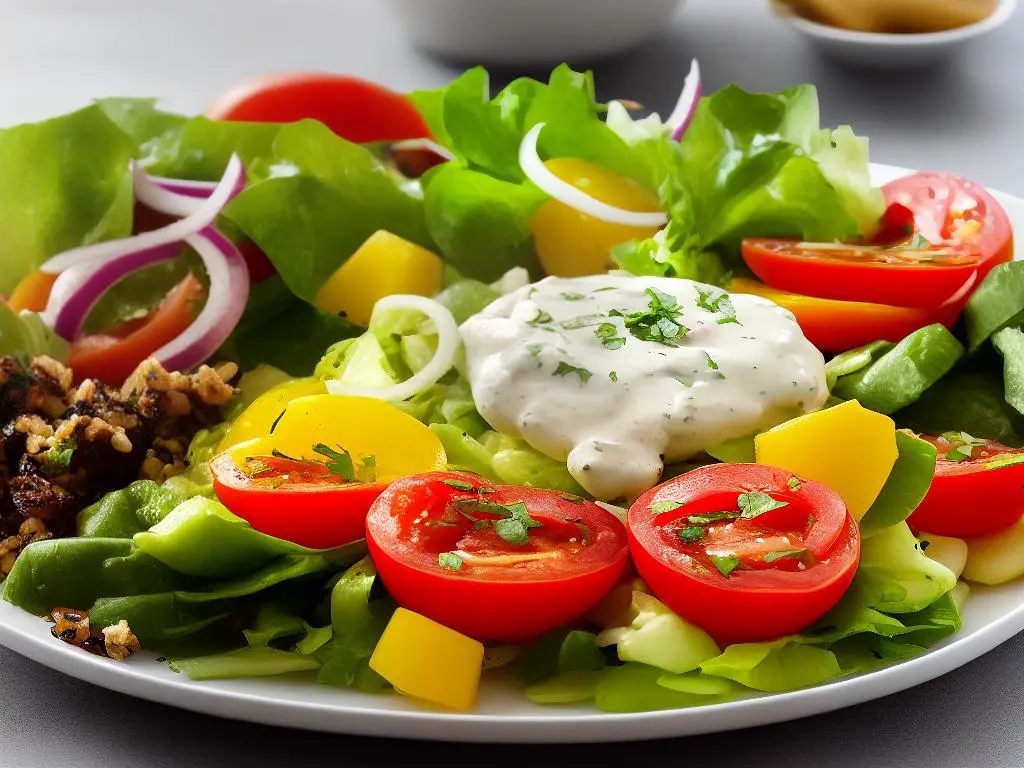 An image of McDonald's logo with the Israeli Salad, a fresh and healthy salad made of tomatoes, cucumbers, onions, and parsley.