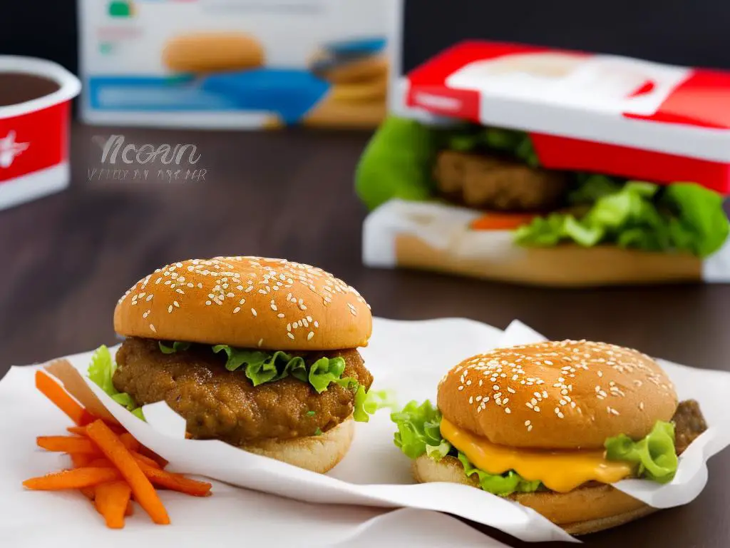 The McDonald's Korea Supreme Shrimp Burger - a delicious shrimp patty burger with fresh vegetables and a creamy, custom-made sauce, served in a paper box with McDonald's logo in the background.