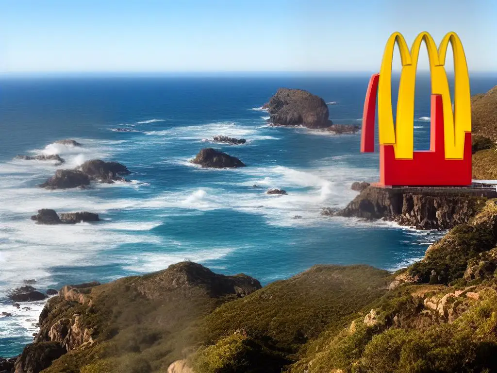 The image shows the McDonald's South Africa logo with a map of the country behind it.