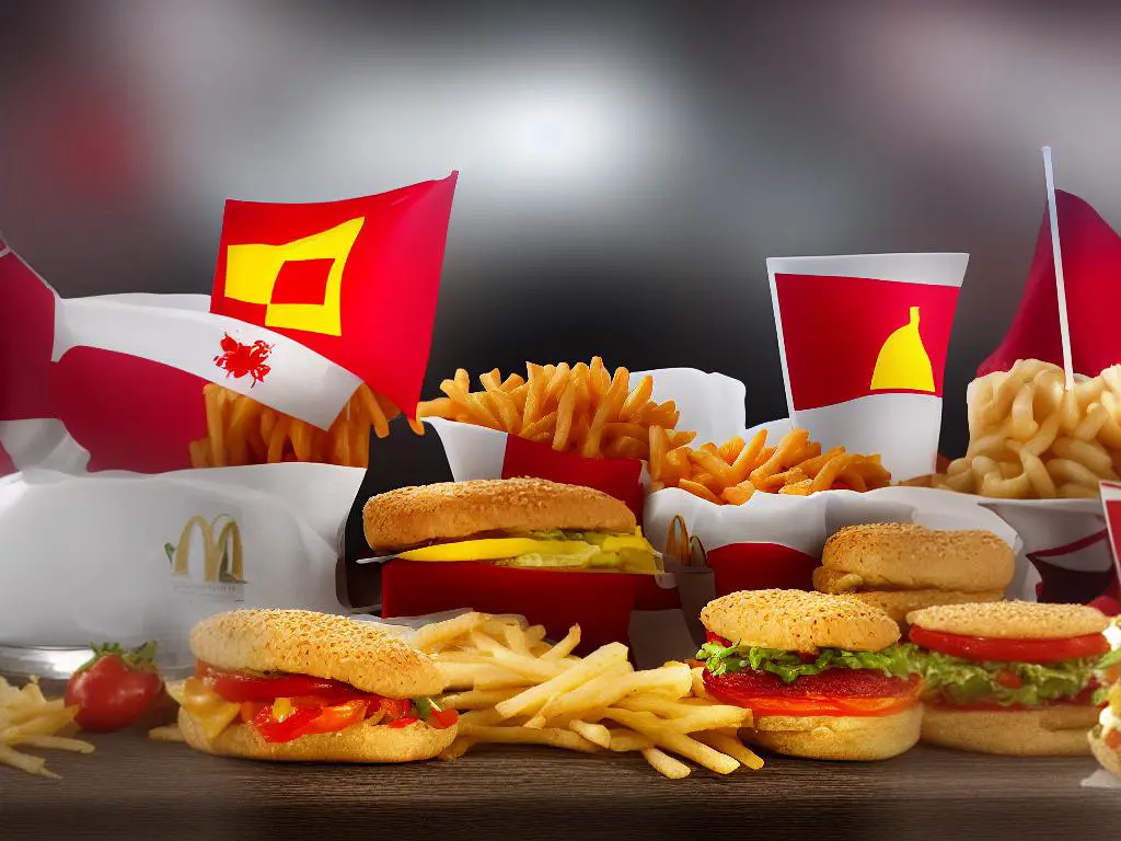 An image of different McDonald's foods and a Spanish flag in the background.
