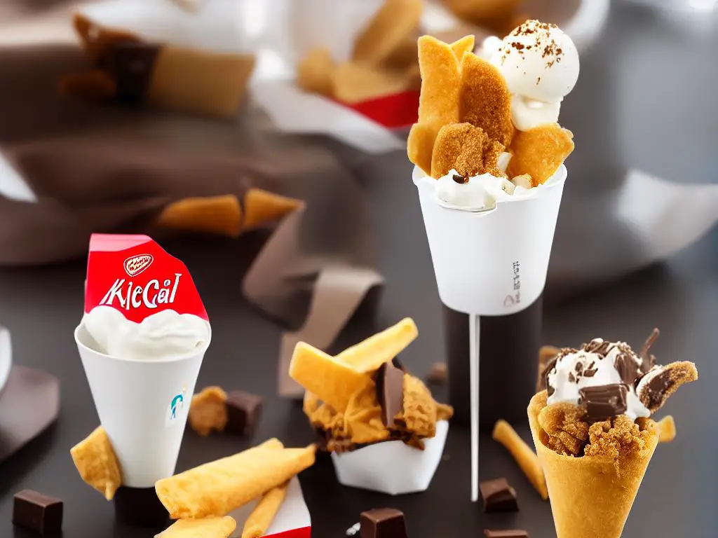 A McDonald's Uruguay KitKat Cone with the classic soft-serve ice cream and the iconic crunch of KitKat chocolate, creating an irresistible harmony of sensations in every bite.