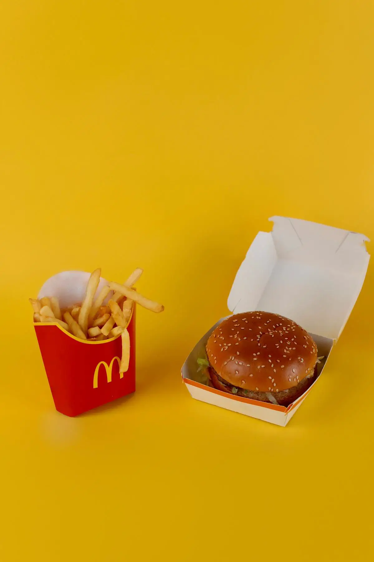 A photo of the McDonald's Sweden Veggie Tasty Burger next to a traditional McDonald's beef burger, showcasing the similarities in appearance and size.