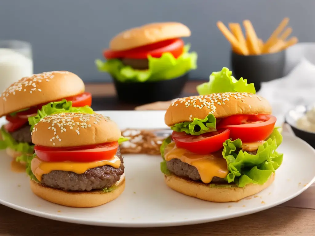 Picture of the McFiesta Argentina Limited Edition burger with juicy beef, lettuce, mayo and tomato on a sesame seed bun, garnished with golden fries on the side.
