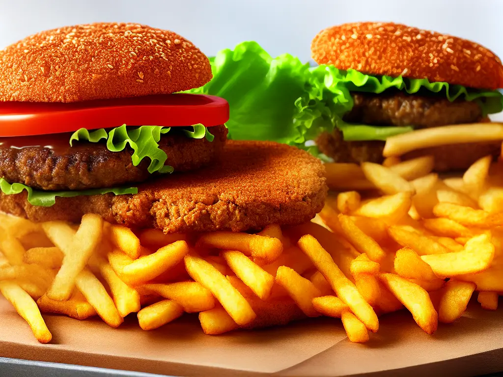 An image of a McShrimp burger with a shrimp patty and crispy coating, along with fries and a soft drink in McDonald's branding.